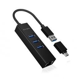ICYBOX4-PORTUSB3.2HUBANDGIGABITLANADAPTER