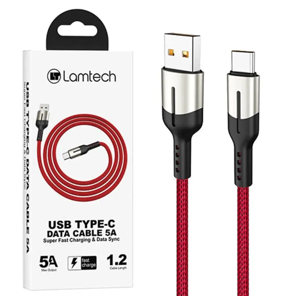 LAMTECH USB TYPE-C DATA CABLE 5A 12M RED