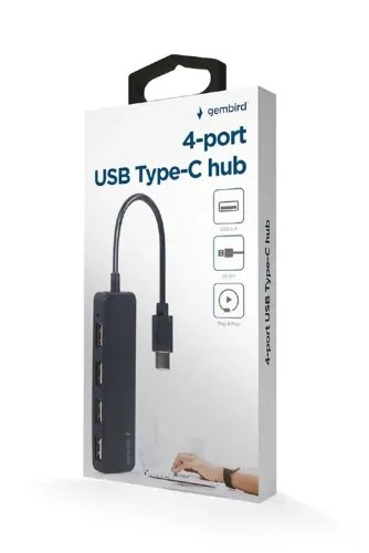 GEMBIRD 4-PORT USB HUB TYPE-C BLACK