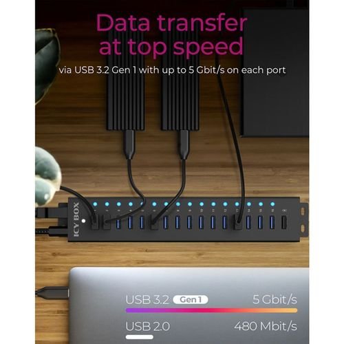 ICYBOX17-PORTUSB3.2HUBBLACK