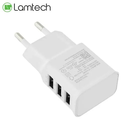 LAMTECH 3xUSB CHARGER 21A WHITE