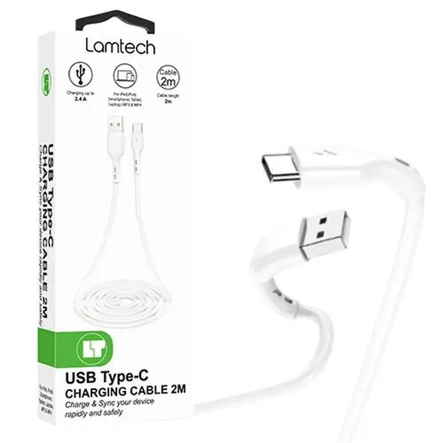 LAMTECH DATACABLE TYPE C 2M WHITE