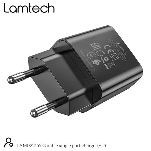LAMTECH USB TRAVEL CHARGER 21A BLACK
