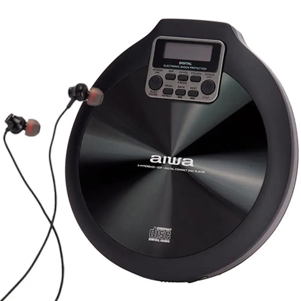 AIWAPORTABLECDPLAYERWITHEARPHONESBLACK