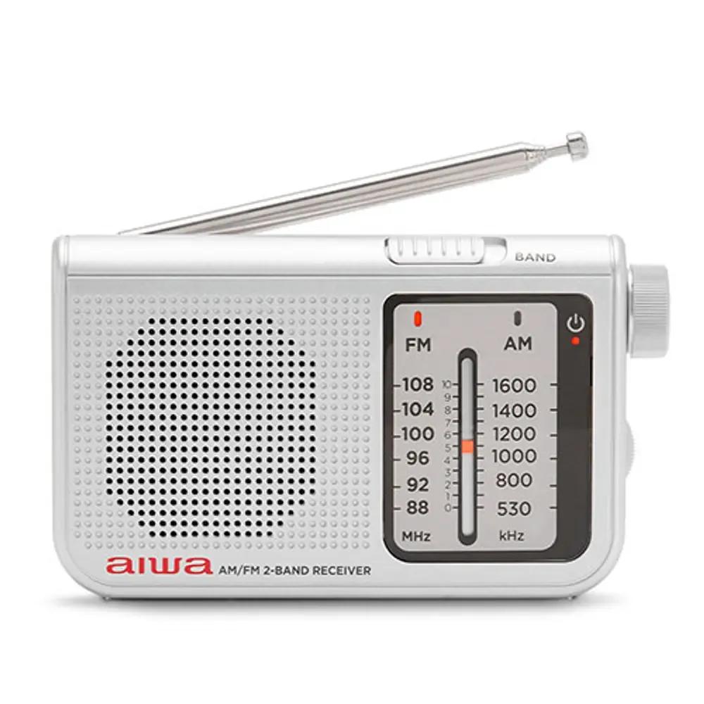 AIWA POCKET AMFM RADIO WITH DUAL ANALOG TUNER SILVER