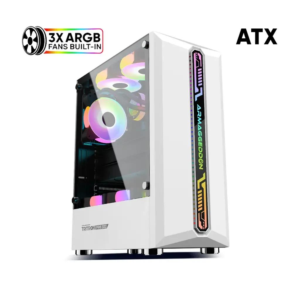 ARMAGGEDDONGAMINGPCCASEWITH3ARGBFANSTRITRONPRO300WHITE