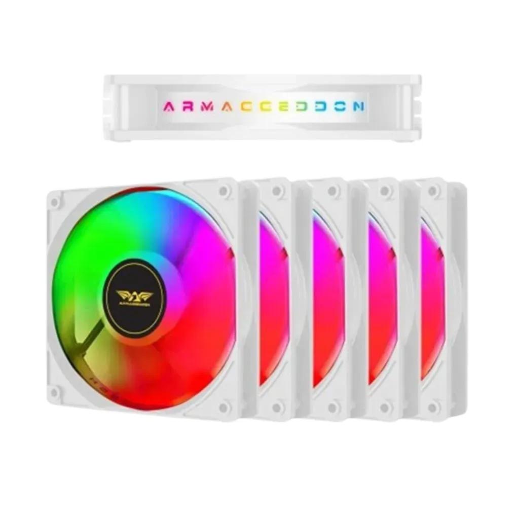 ARMAGGEDDONPCCOOLINGFAN12CMCHROMARGBKIT30005PACKWHITE