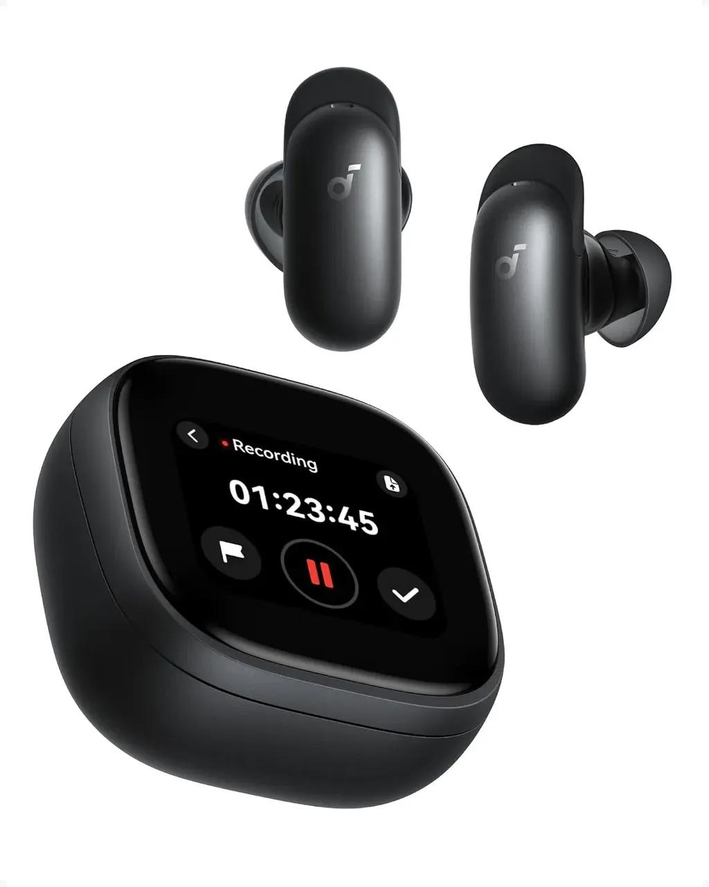 AnkerSoundcoreWirelessEarphonesLiberty5ProActiveNoiseCancellationTouchScreenCaseAINotesBlack