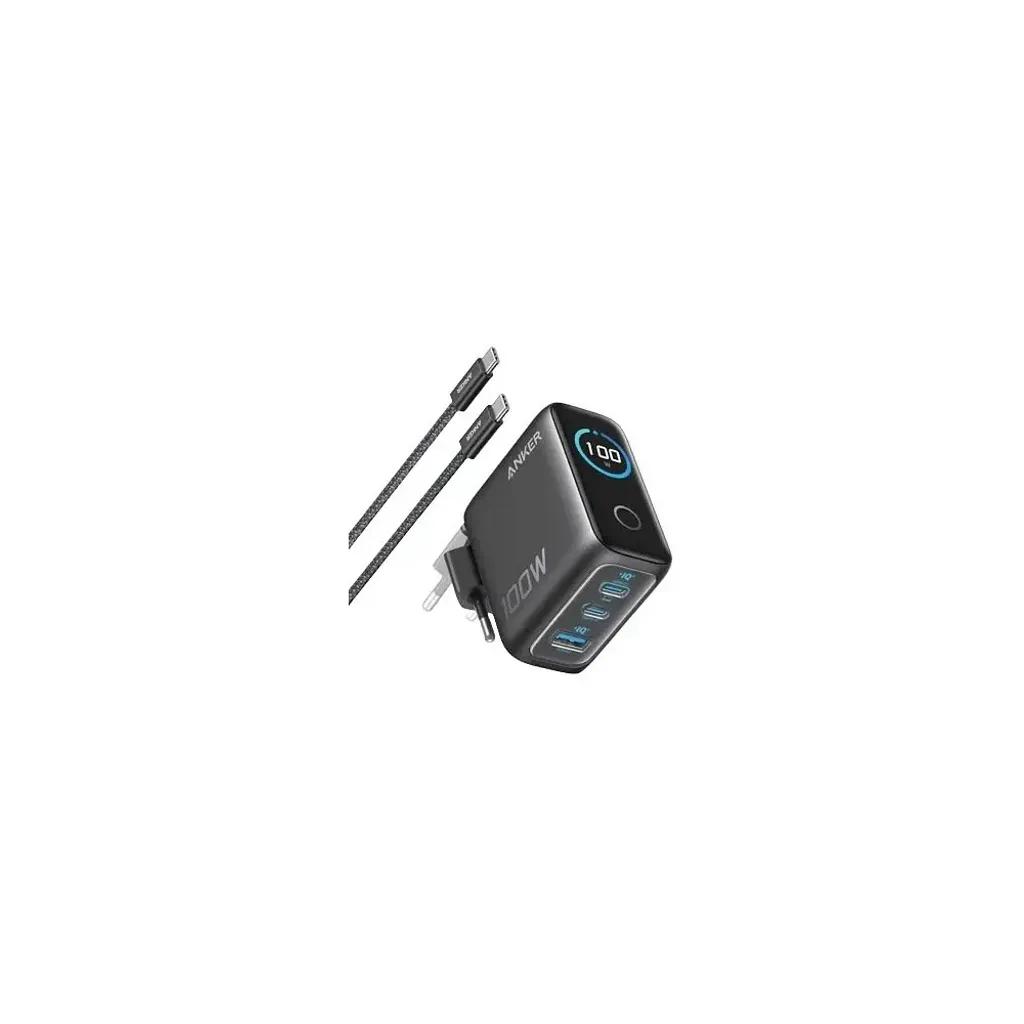 AnkerWallCharger100W2xUSB-C1xUSB-ASmartDisplayFoldablePlugGrey