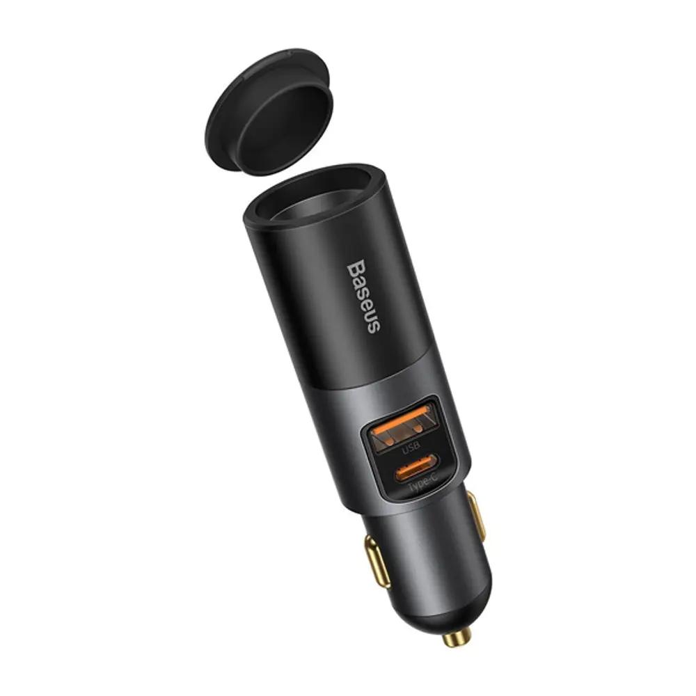 Baseus Car Charger Cigarette Lighter Expansion USB_Type-C PD+QC 120W Gray_1.webp