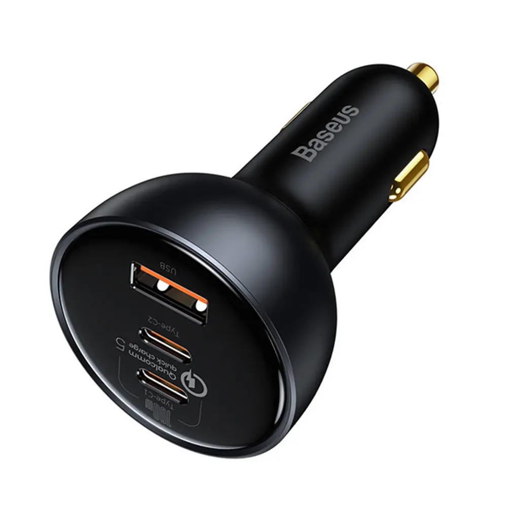 Baseus Car Charger USB_2xType-C QC 5.0 160W Gray + Cable Type-C 100W_1.webp
