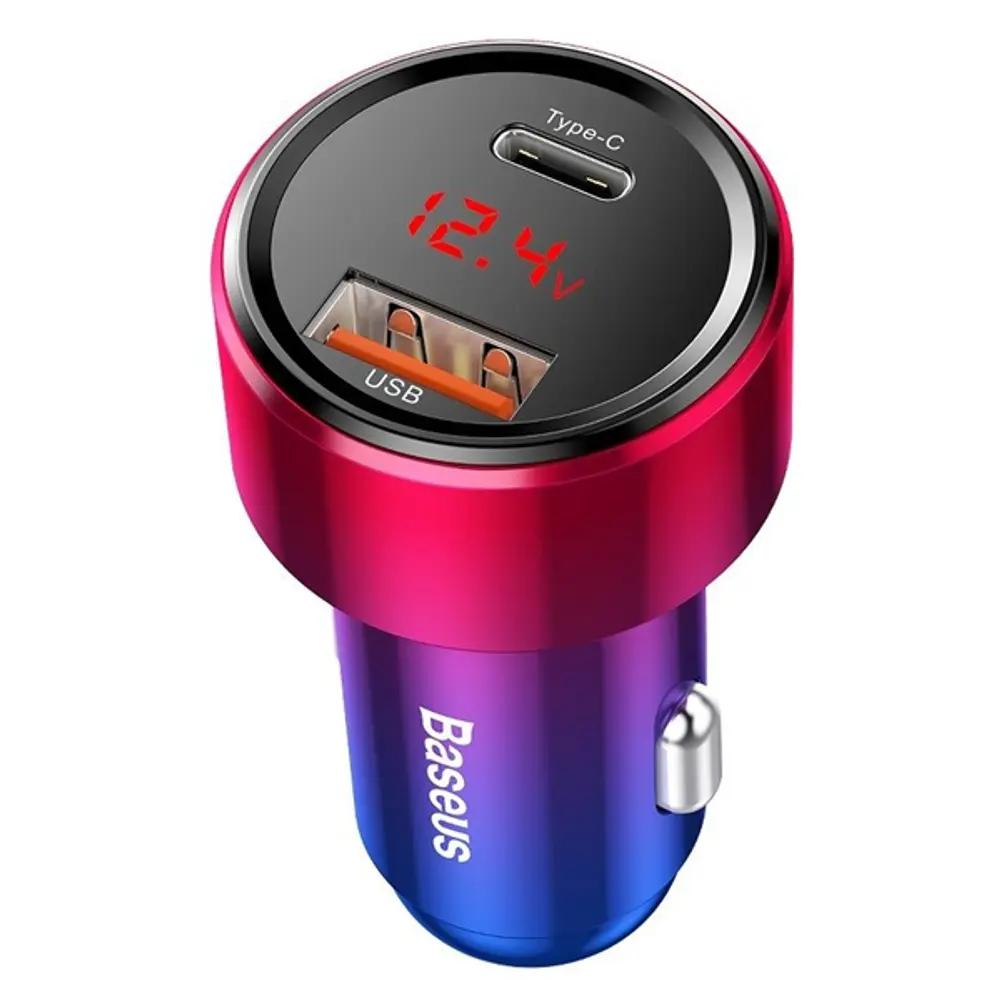 Baseus Car Charger USB_Type-C QC 3.0 45W Red Blue_1.webp