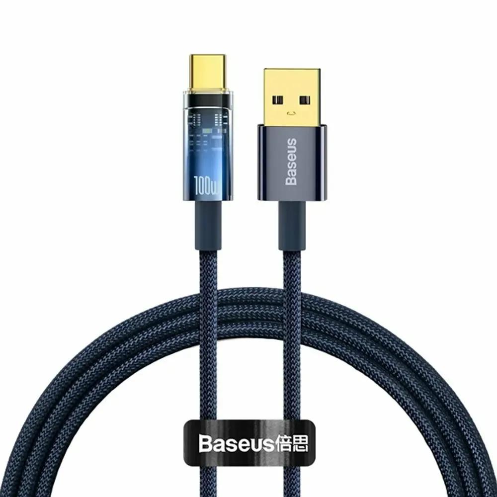 Baseus Explorer Series Auto Power-Off Fast Charging Data Cable USB to Type-C 100W 1m Blue