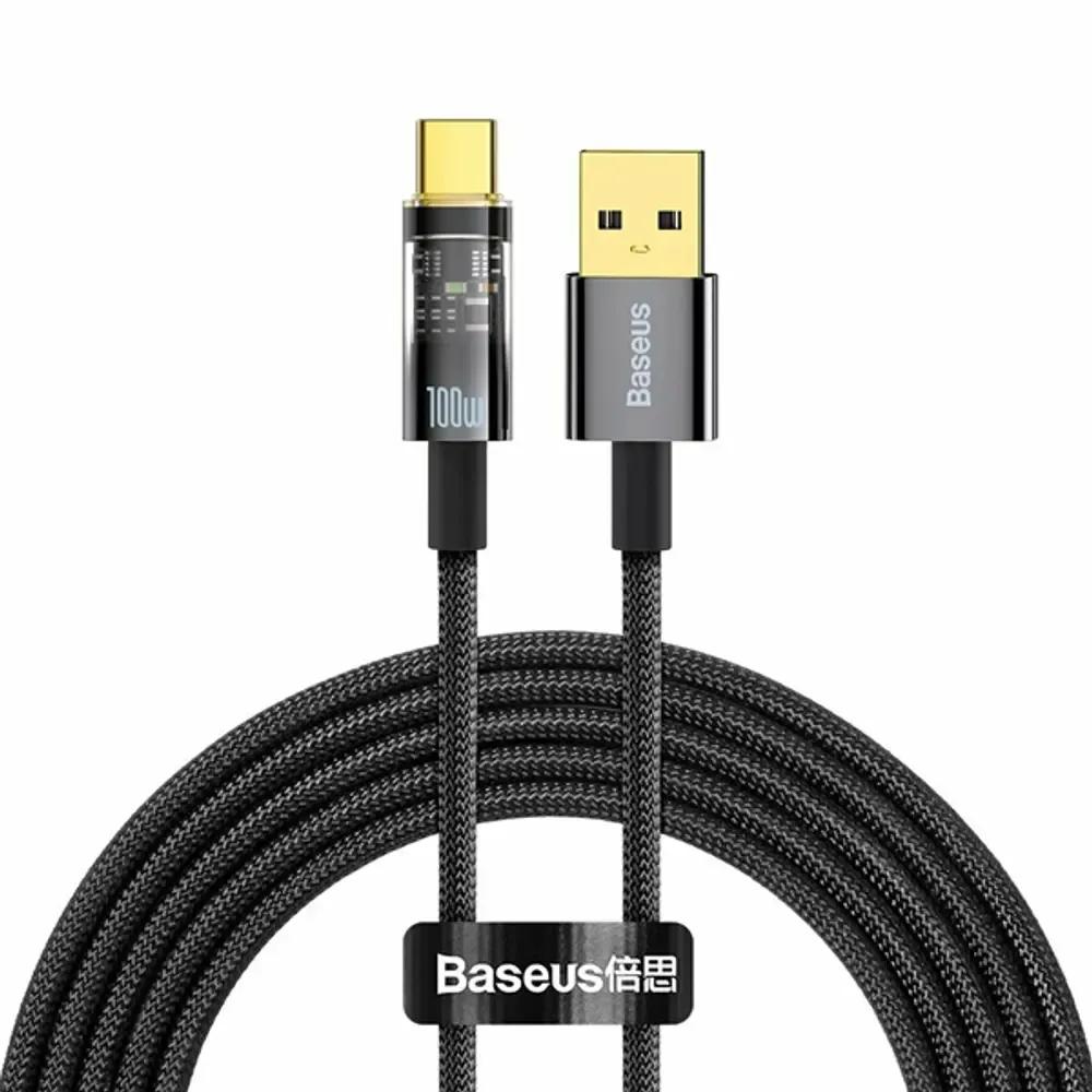 Baseus Explorer Series Auto Power-Off Fast Charging Data Cable USB to Type-C 100W 2m Black