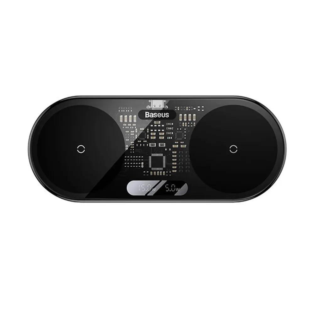 Baseus Wireless Charger 2-in-1 Digital 20W Black + USB to Type-C Cable 1m_1.webp
