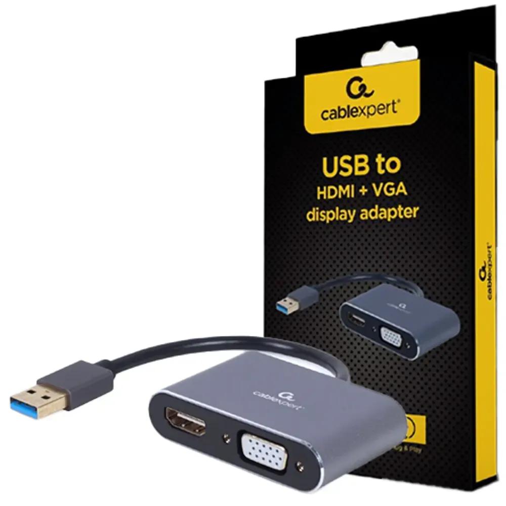 CABLEXPERT 4K USB TO HDMI VGA DISPLAY ADAPTER SPACE GREY RETAIL PACK