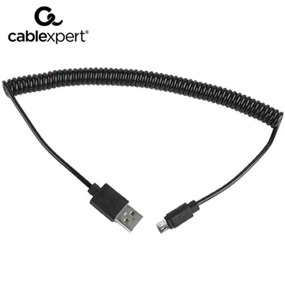 CABLEXPERT COILED MICRO-USB CABLE 18m BLACK