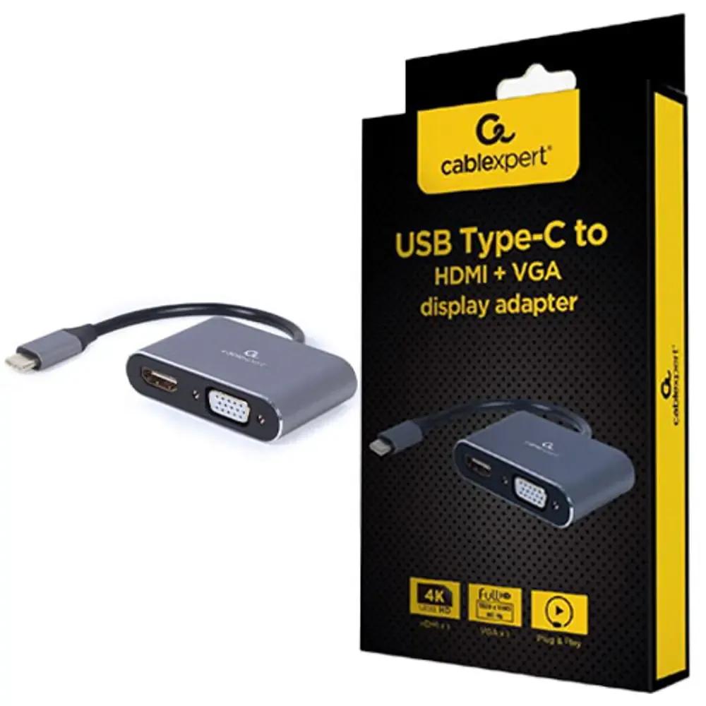 CABLEXPERT USB TYPE-C TO HDMI VGA DISPLAY ADAPTER SPACE GREY RETAIL PACK