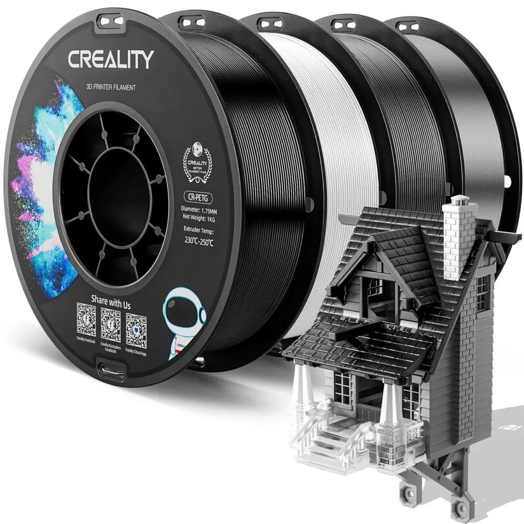 CrealityCR-PETGValuePack4kg-BlackWhiteGrayTransparent3DPrinterFilamentGreynor