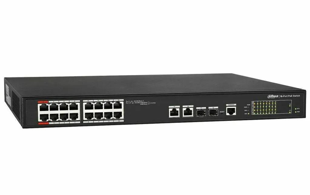 Dahua16-port100Mbps2-portGigabitManagedPoESwitchDH-PFS4218-16ET-240-V3