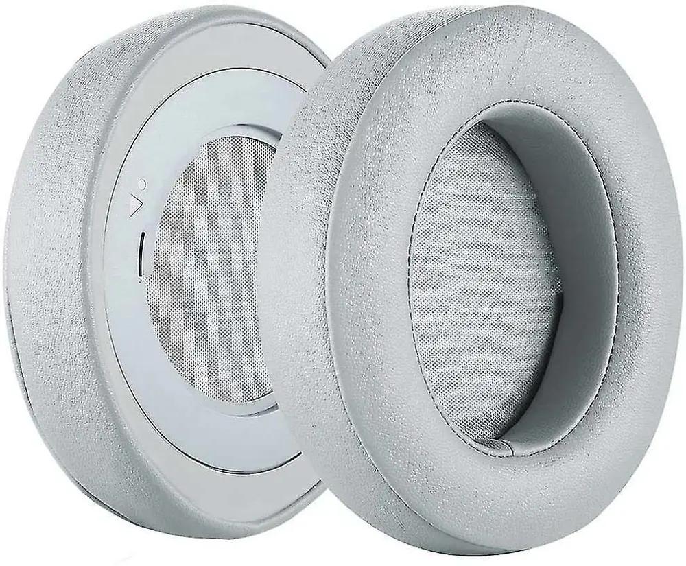 Geekria Razer Leatherette Kraken Cushions for Kraken Pro V2 Mercury, 7.1 Mercury Oval Grey_White_1.webp