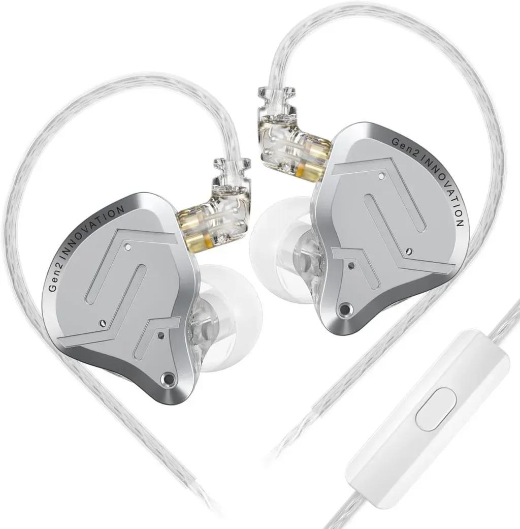KZZSNPRO2SIlverWithMic-IEM35InEarMonitorEarphonesHybrid1BA1DD10mmmetalHIFIba