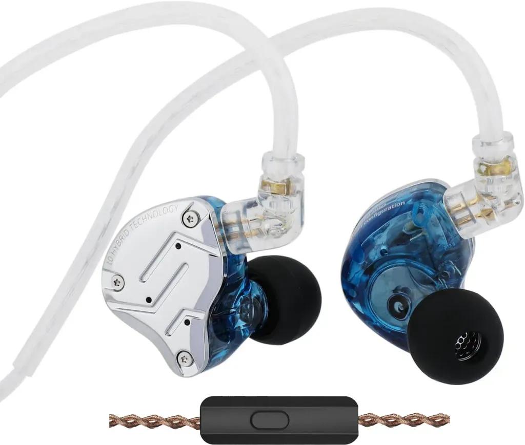 KZZS10PROBlueWithMic-IEM35MusicianInEarMonitorEarphones4BA1DD5Driver10mmmetal