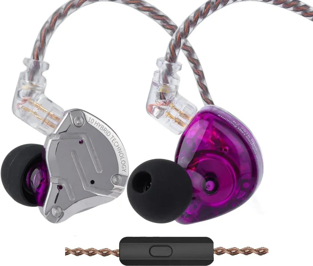 KZZS10PROPurpleWithMic-IEM35MusicianInEarMonitorEarphones4BA1DD5Driver10mmmeta