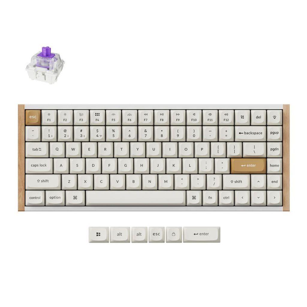 KeychronK2HEK2H-Q1WirelessMagneticHallEffectRGBKeyboard75USSpecialEditionWoodWhite