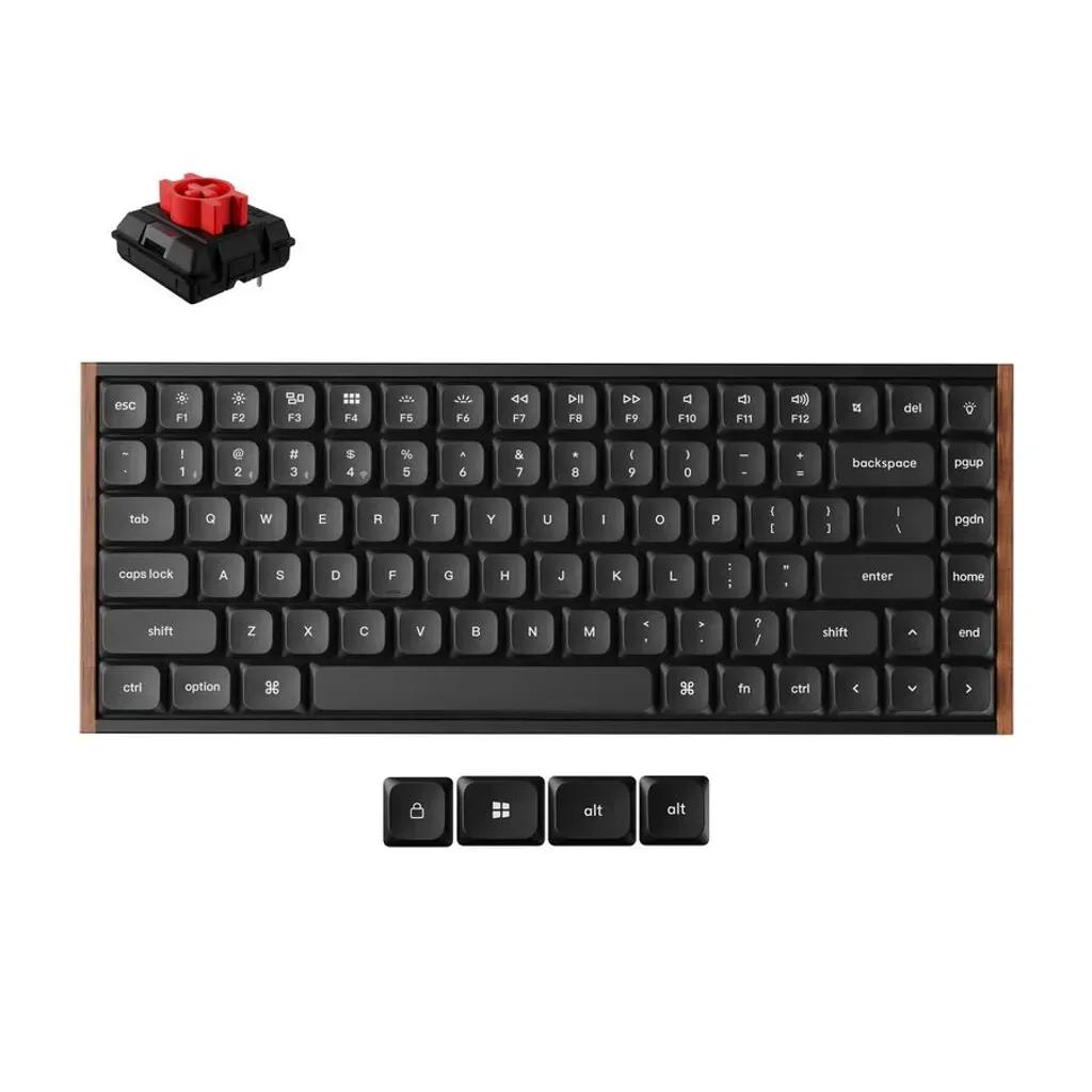 KeychronK3UltraK3U-H1QMK8KWirelessMechanicalKeyboardRedSwitchLowProfileWoodFrame75
