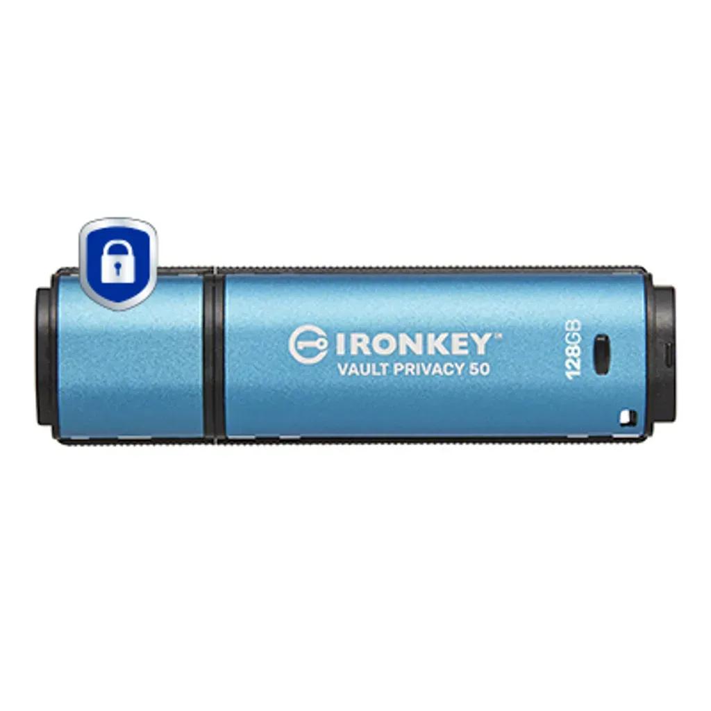 KingstonTechnologyIronKeyVaultPrivacy50USBflashdrive128GBUSBType-A3.2Gen13.1Gen1Blue