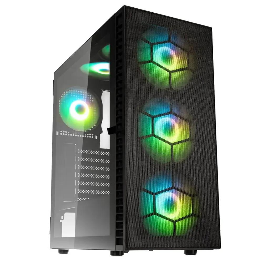 Kolink Observatory HF Plus Mesh ARGB PWM Midi Tower Case - Black with 6x120mm ARGB PWM Fans