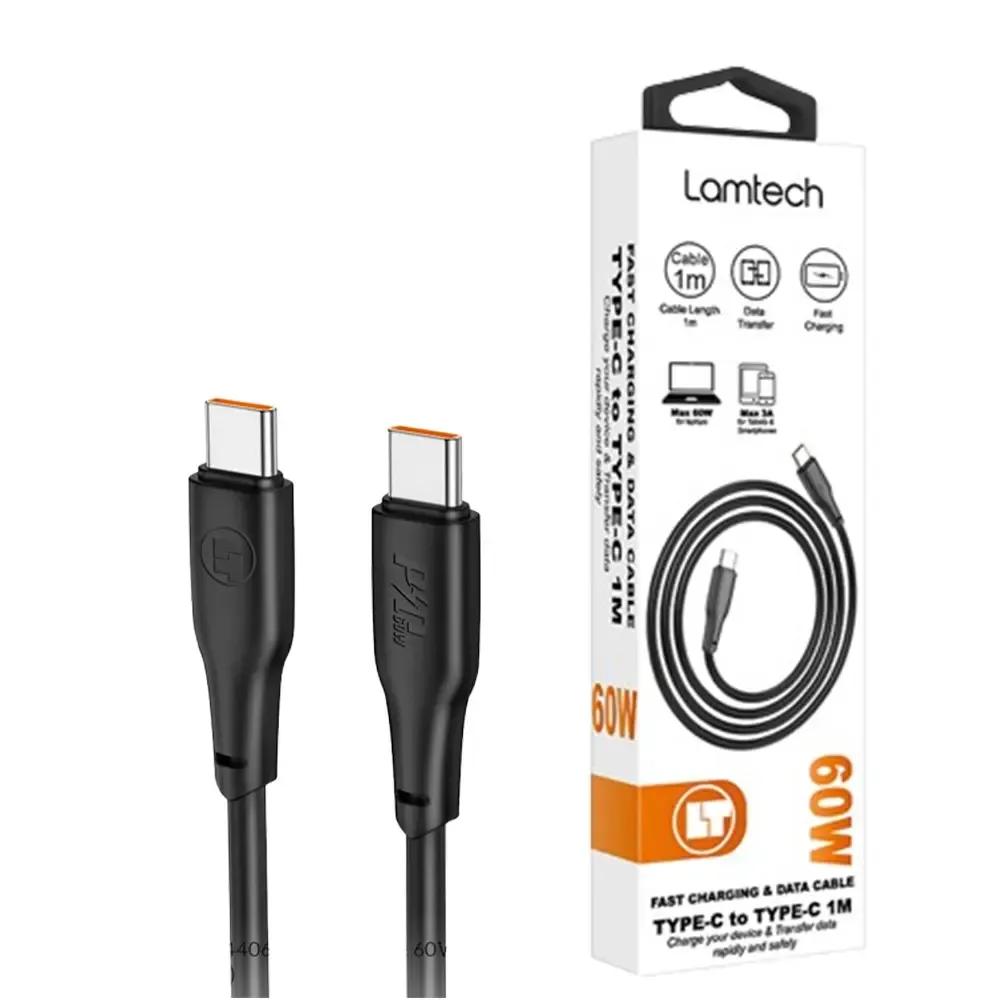 LAMTECHCHARGEANDDATACABLETYPE-CTOTYPE-C60W1MBLACK