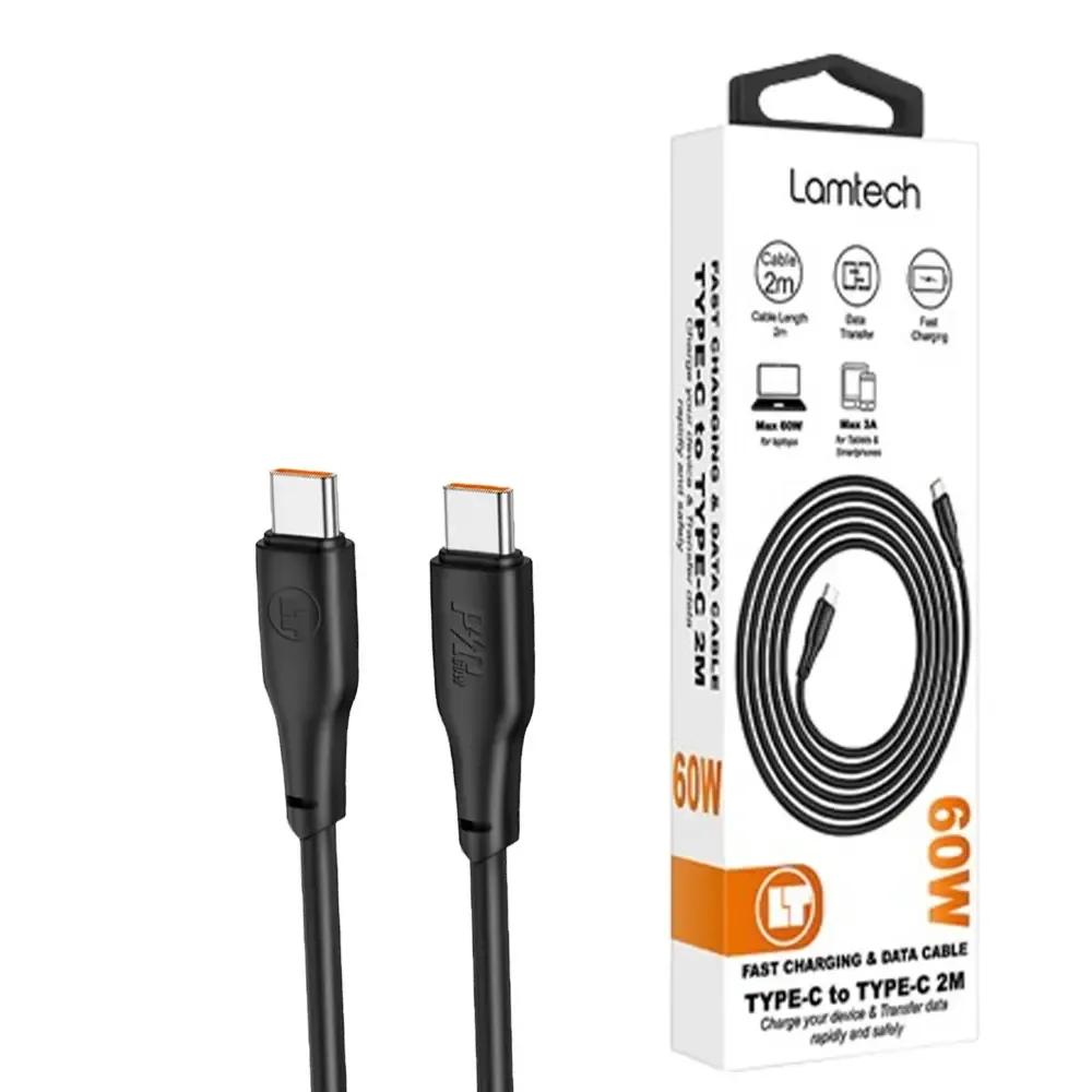 LAMTECHCHARGEANDDATACABLETYPE-CTOTYPE-C60W2MBLACK