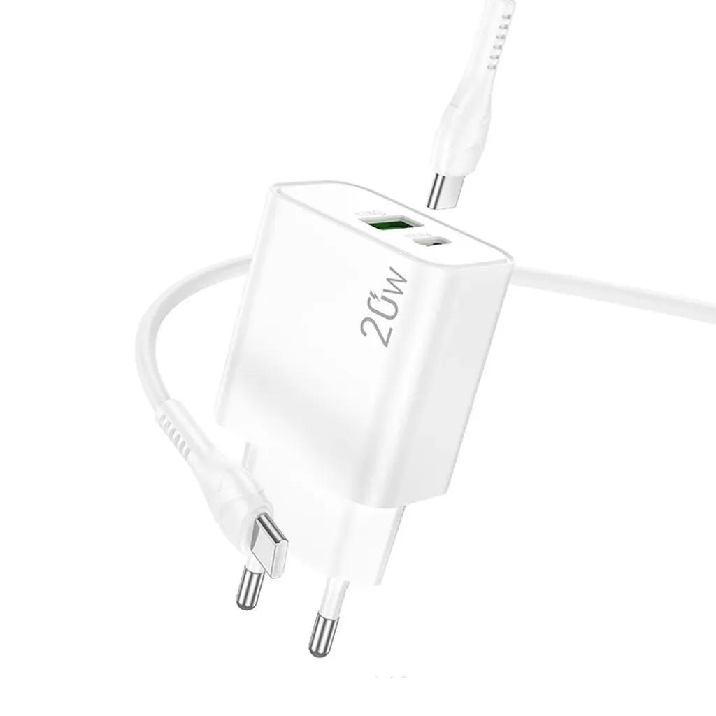 LAMTECHDUALPORTQC3.0PD20WCHARGERWITHTYPE-CTOTYPE-CCABLE60W1MWHITE