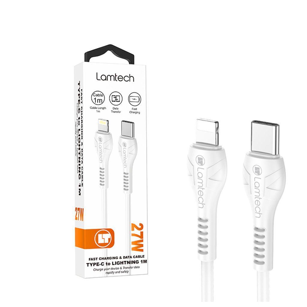 LAMTECHFASTCHARGINGANDDATACABLETYPE-CTOLIGHTNING1M27WWHITE