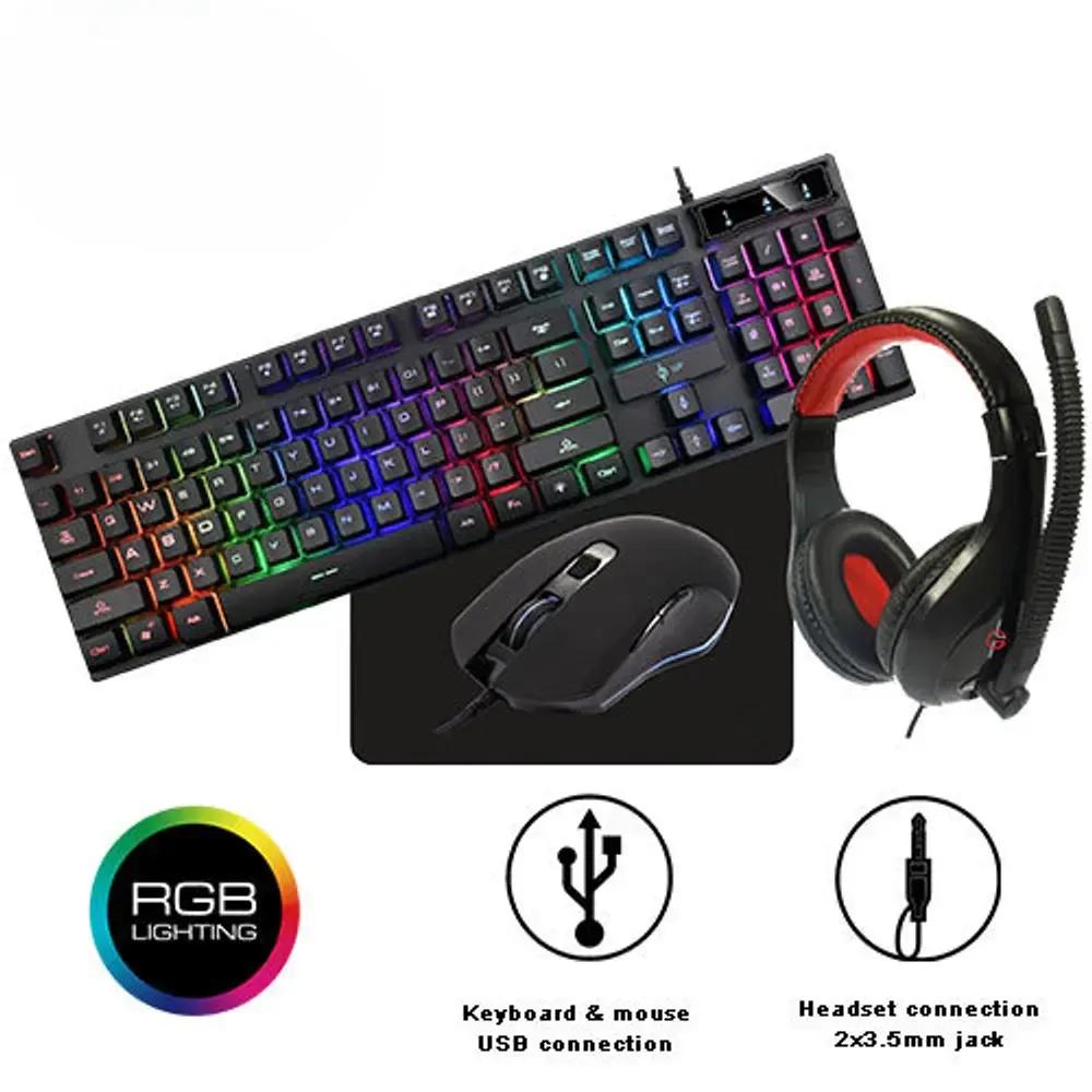 LAMTECH 4 IN 1 RGB GAMING COMBO SET KEYBOARD-MOUSE-HEADSET-MOUSEPAD MERCURY