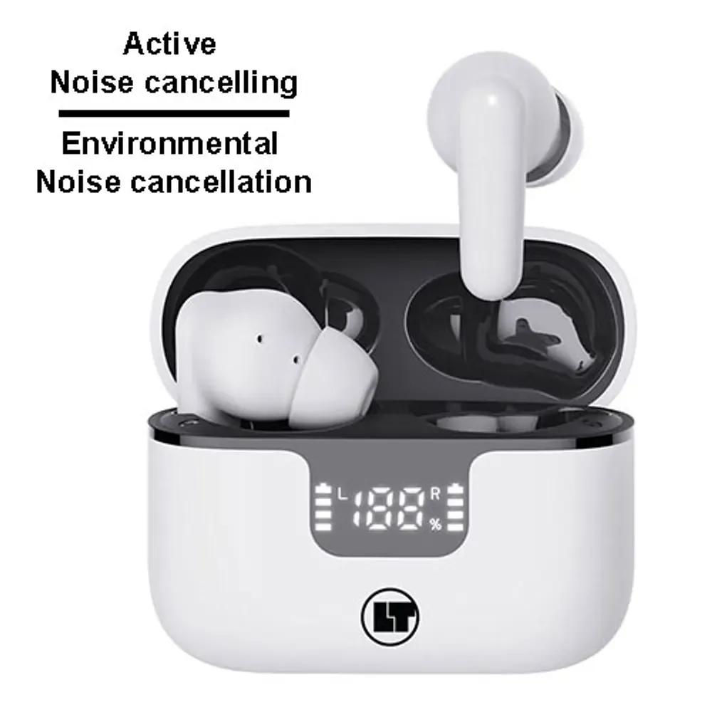 LAMTECH BT5.3 EARBUDS ANC 4MIC ENC WITH LED CHARGING CASE WHITE