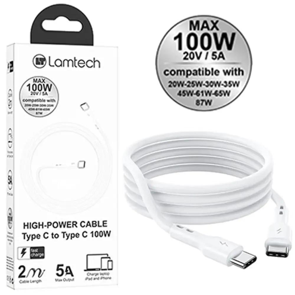 LAMTECH CABLE TYPE C TO TYPE C 100W FAST CHARGE 2M