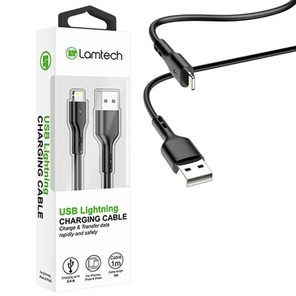 LAMTECH CHARGING DATACABLE LIGHTNING 1m BLACK