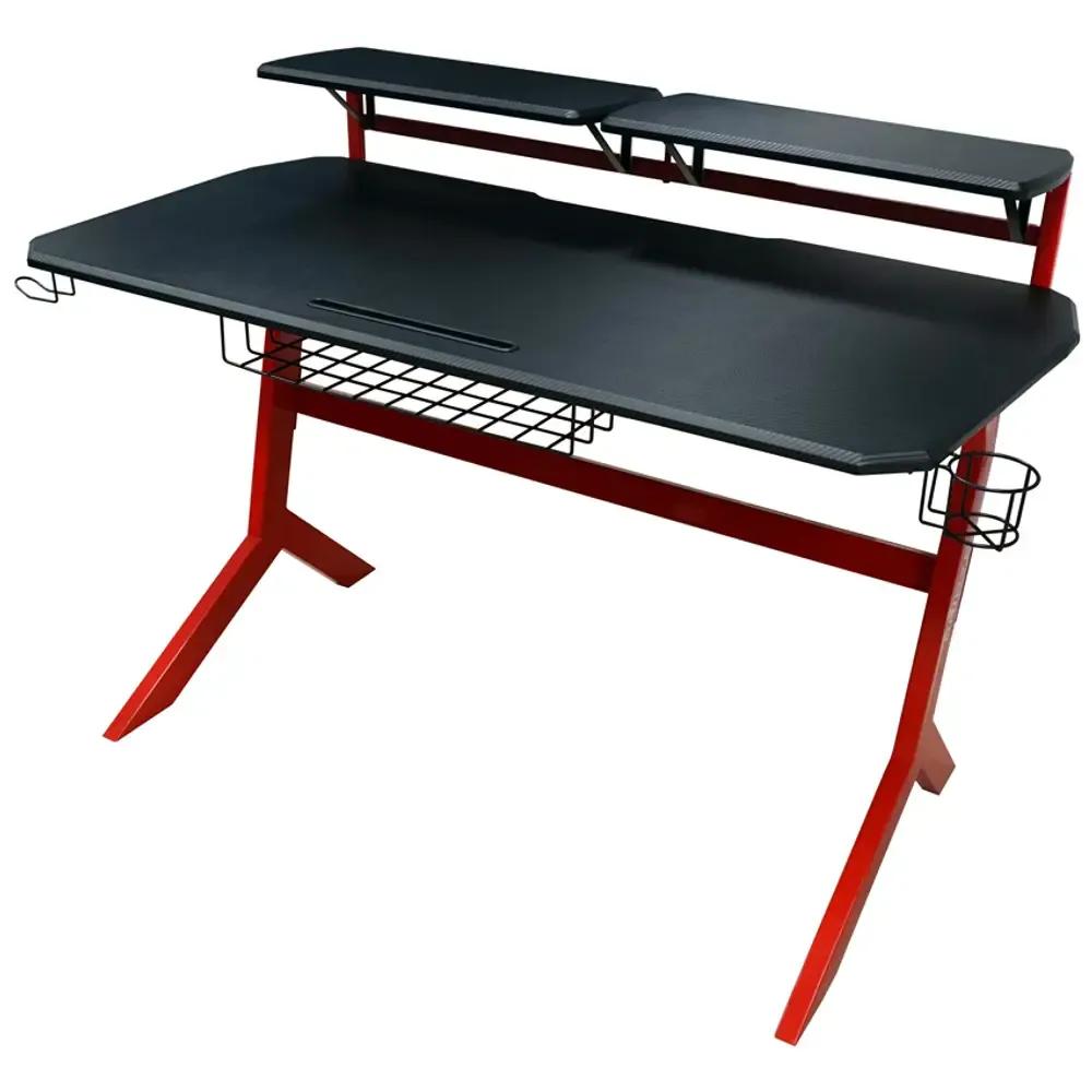 LC-POWER GAMING DESK WITH EXTRA SHELVES BLACKRED