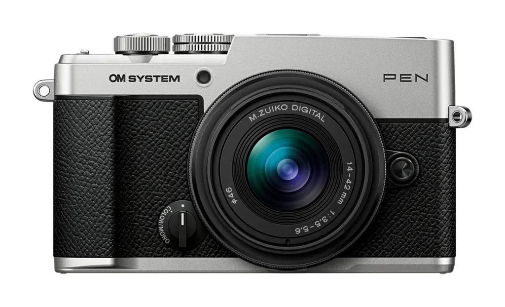 OlympusOM-SystemPENBodysilverM.ZuikoDigital14-42mmF3.5-5.6IIIblackBodycapBLS-7Li-i
