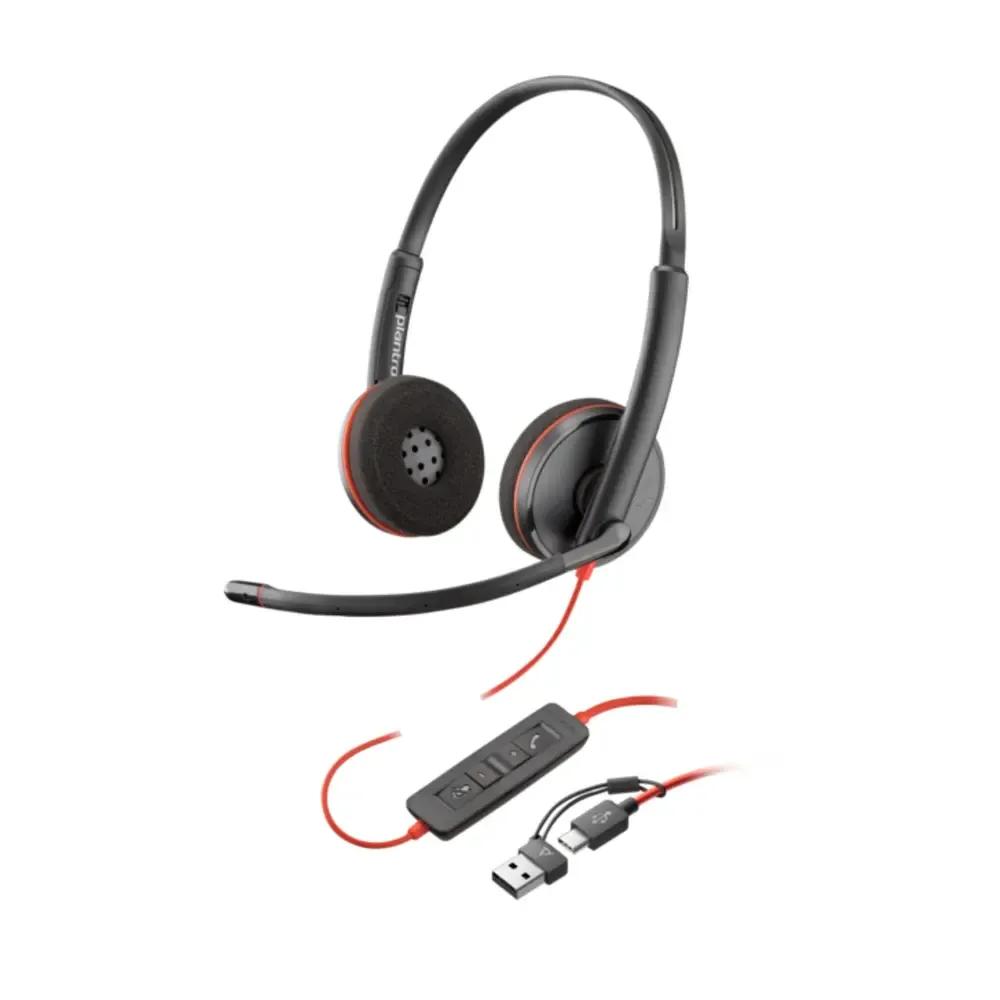 POLYBLACKWIRE3220STEREOUSB-CBLACKHEADSETUSB-CAADAPTERBULK