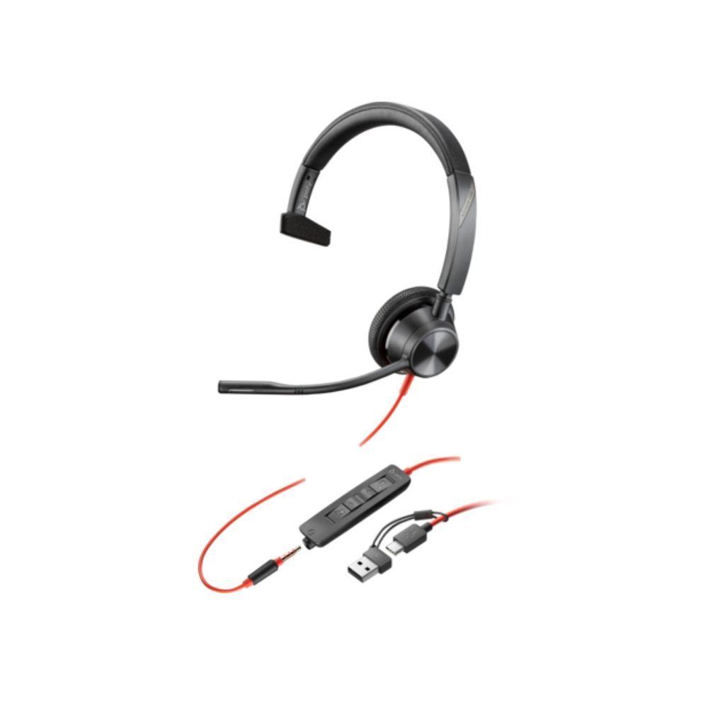 POLYBLACKWIRE3315MONAURALUSB-CHEADSET3.5MMPLUGUSB-CAADAPTER