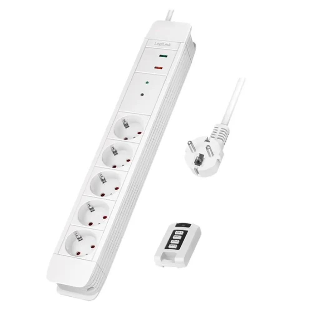 Protection Socket 5xSchuko with Remote Control Logilink LPS402 1,5m_1.webp