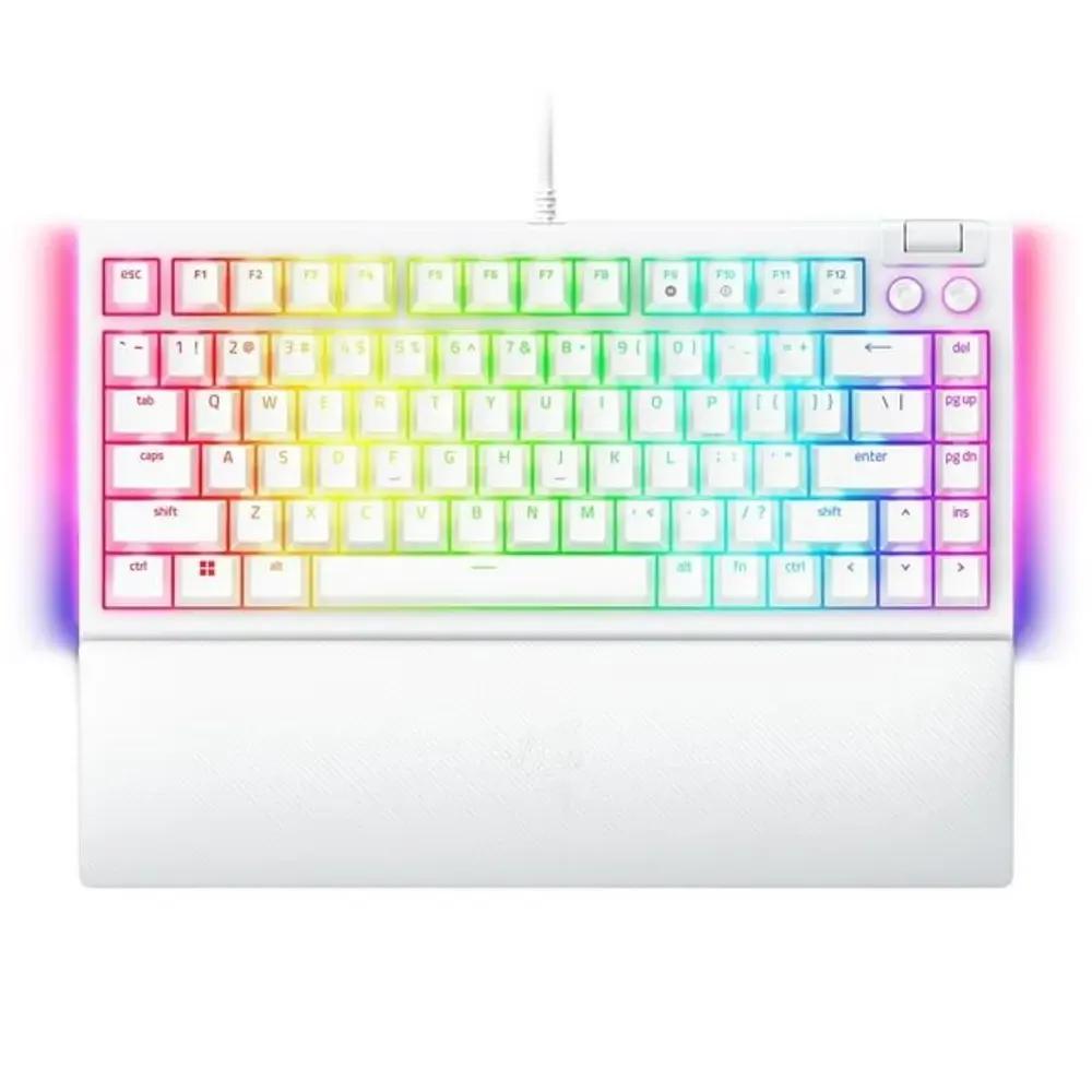 Razer BLACKWIDOW V4 75 WHITE - Mechanical RGB Gaming Keyboard - Hot-Swappable - Orange Tactile Swit