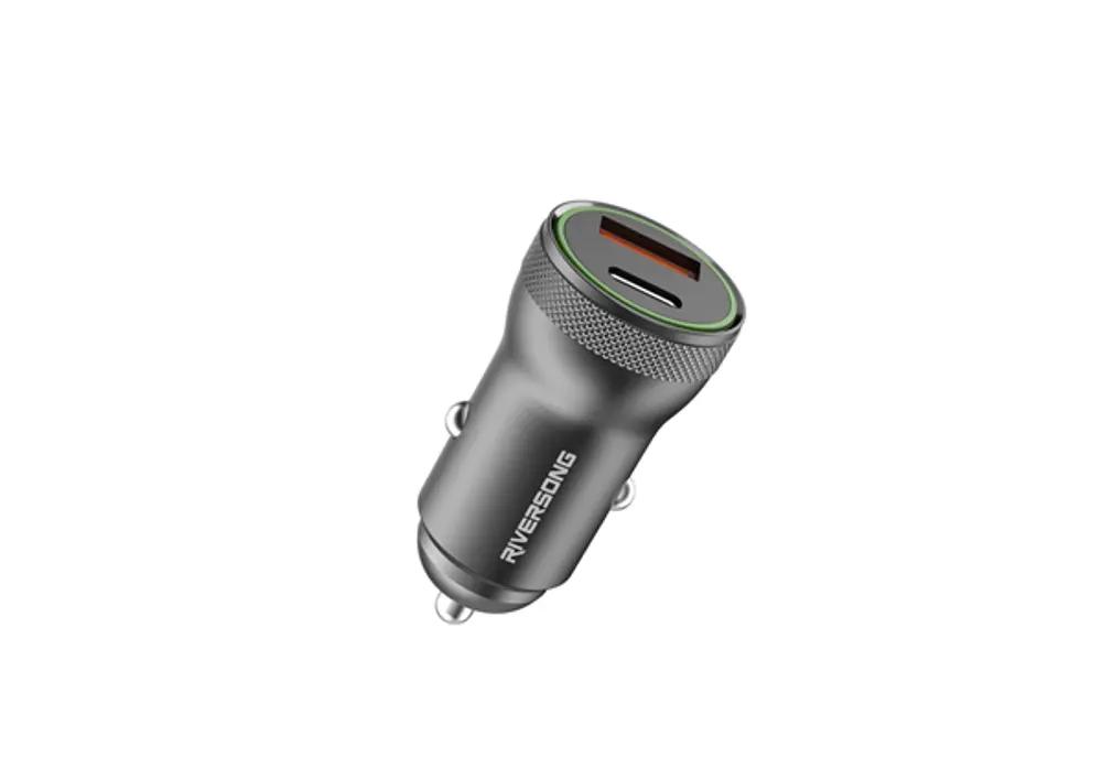 Riversong Car Charger 1xUSB_1xType-C PD 20W Safari S6 Gun Silver_1.webp