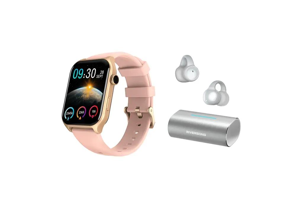 RiversongSmartwatchMotive9ERoseGoldRiversongTrueWirelessAirClipL3Silver