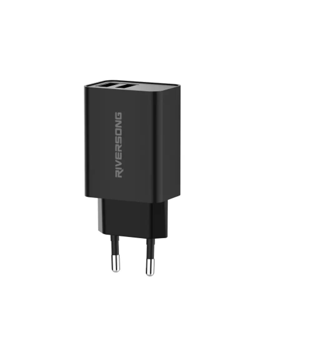 Riversong Travel Adapter SafeKub D2 2.4A Dual USB Black_1.webp