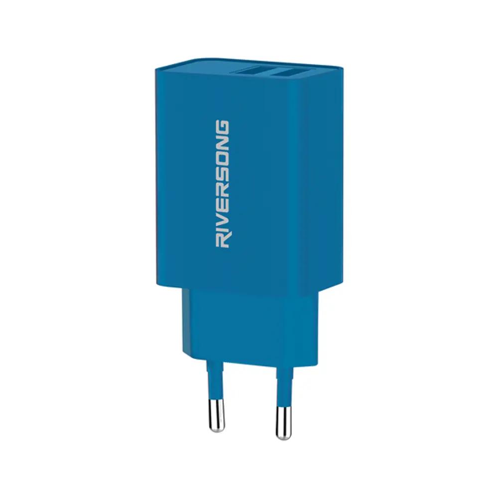 Riversong Travel Adapter SafeKub D2 2.4A Dual USB Blue_1.webp